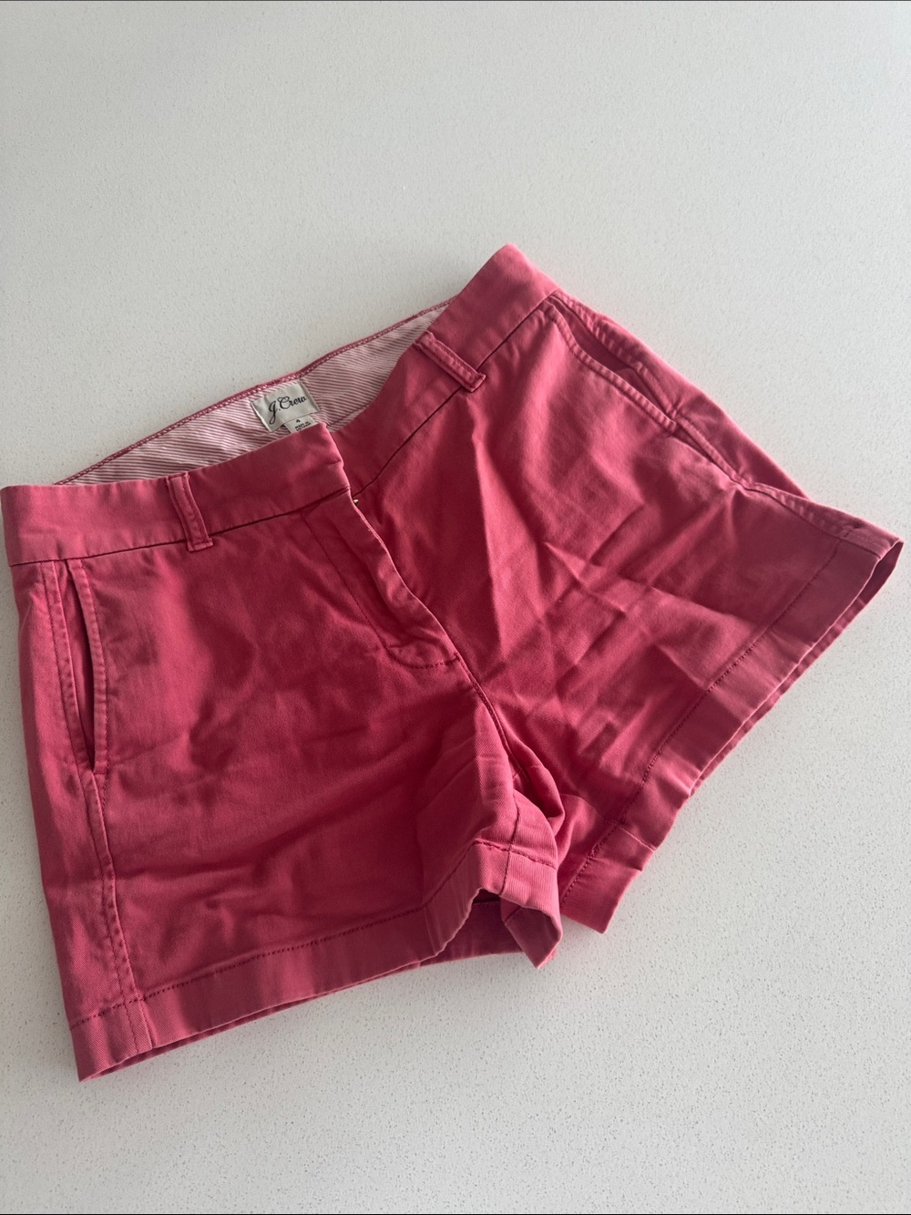 J. Crew Rose-Pink High Waist Cotton Chino Shorts